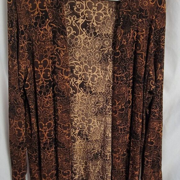 Draper's & Damon's Cardigan Blazer vtg Y2K XL Retro Open Kimono earth tones EUC - Picture 9 of 12